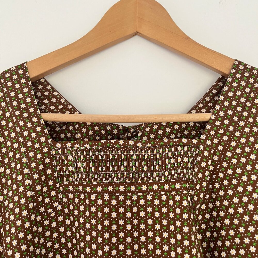 Vintage Japanese Calico Print Cotton House Dress / Apron Women's Large - Picture 3 of 15